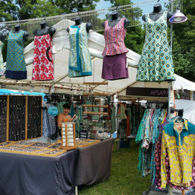 Custom designed and printed cotton clothing. Custom silver jewelry.
