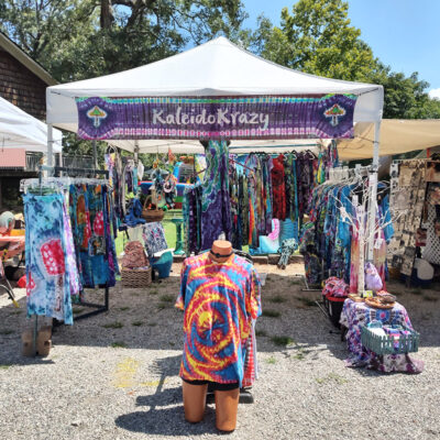 Wide array of hand dyed items: tshirts, dresses, skirts, jeans, shorts, ladies tops, overalls, kids clothing, & MORE!